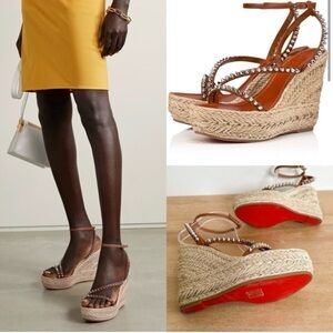 Christian Louboutin Mafaldina Zeppa Studded Leather Wedges-Women’s size 39 US 9